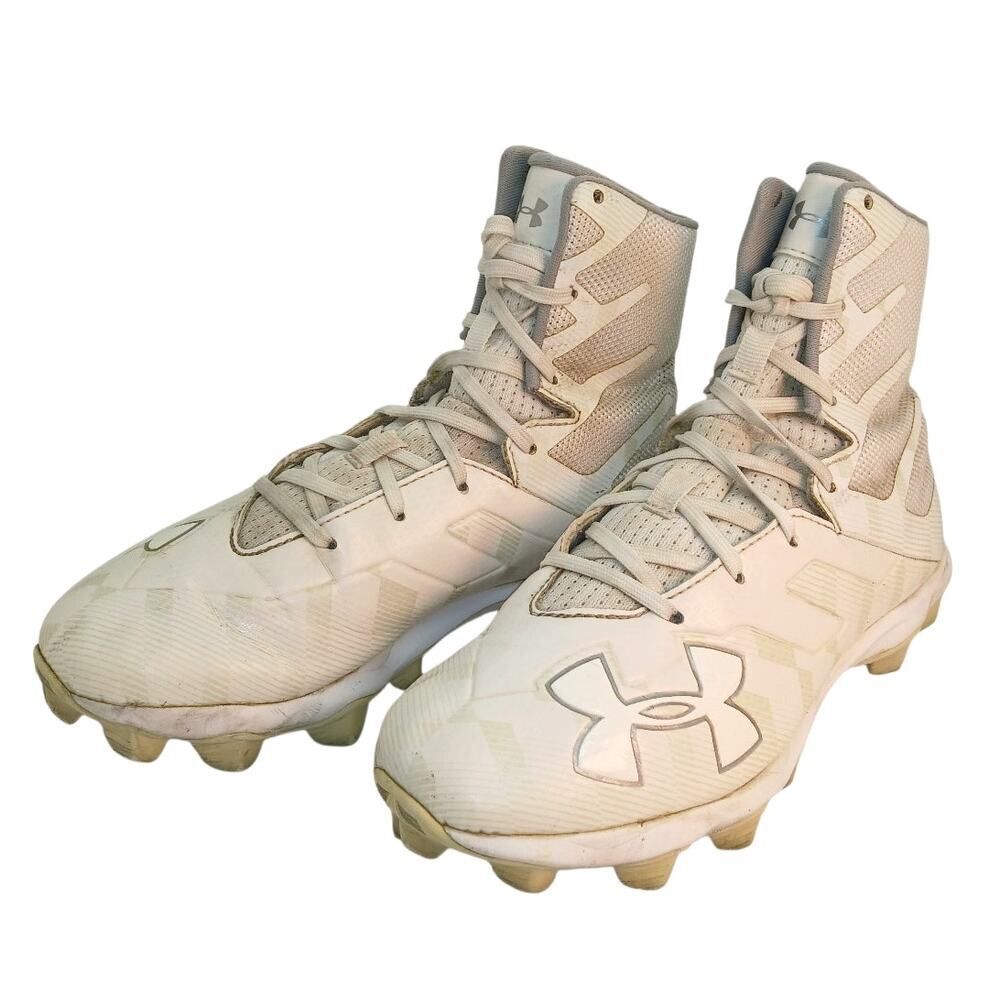 Under Armour Highlight JR Boys Triple White Ghosted Football Cleats - Size 5Y - Picture 3 of 8